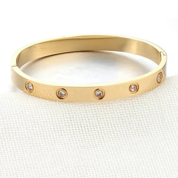 Stainless Steel Gold Plated Love AD Anti-Tarnish Bracelet For Women