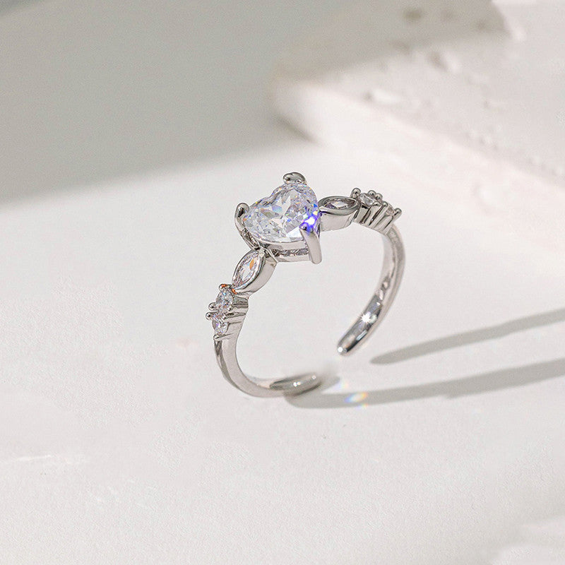 Silver Plated Anti Tarnish Stainless Steel Heart Shaped Ring