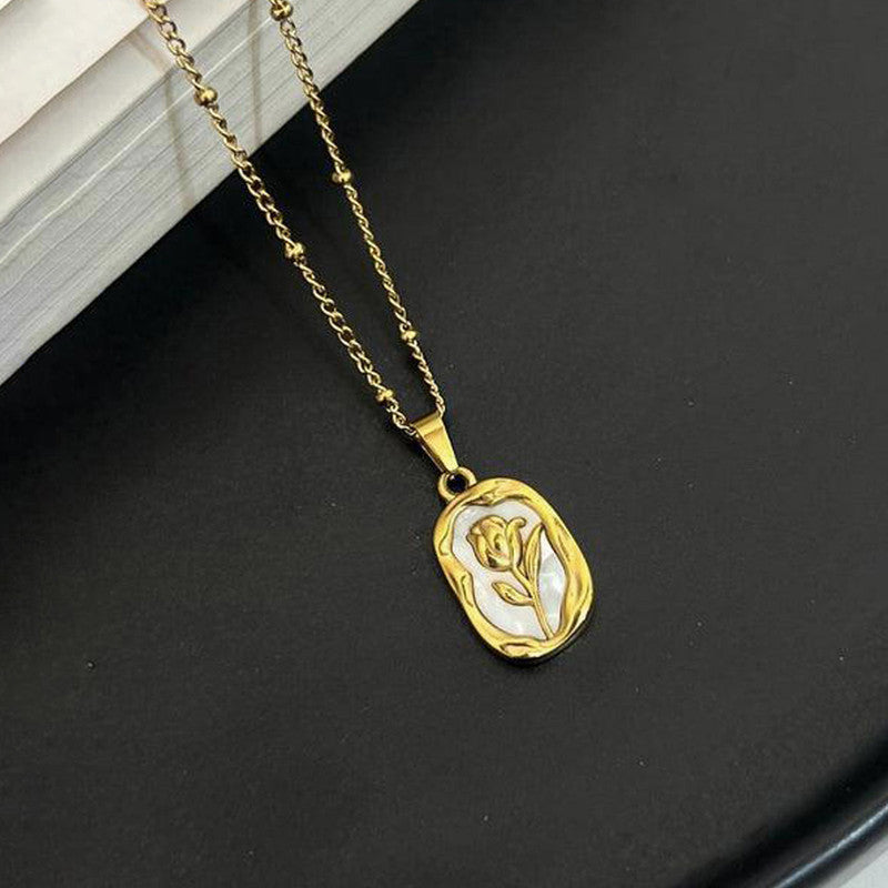 Gold-Tone Rose Pendant Necklace for Women | Anti-Tarnish |  Floral Design