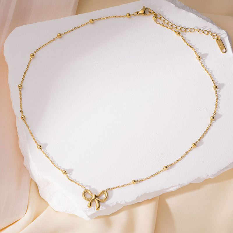 Gold Bow Pendant Necklace |Dainty Chain Necklace | Jewelry Gift