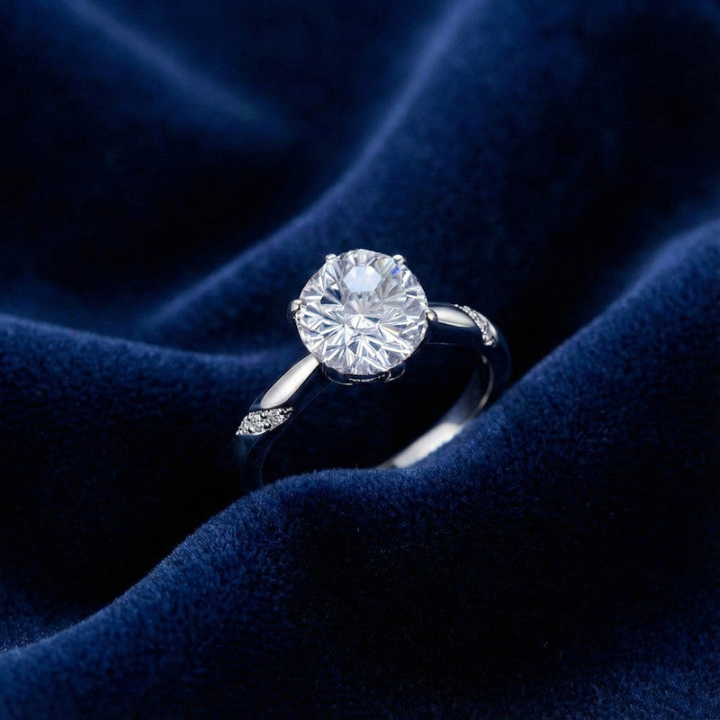 Silver Plated American Diamond Crushed Ice Cut White Finger Ring