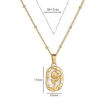Gold-Tone Rose Pendant Necklace for Women | Anti-Tarnish |  Floral Design
