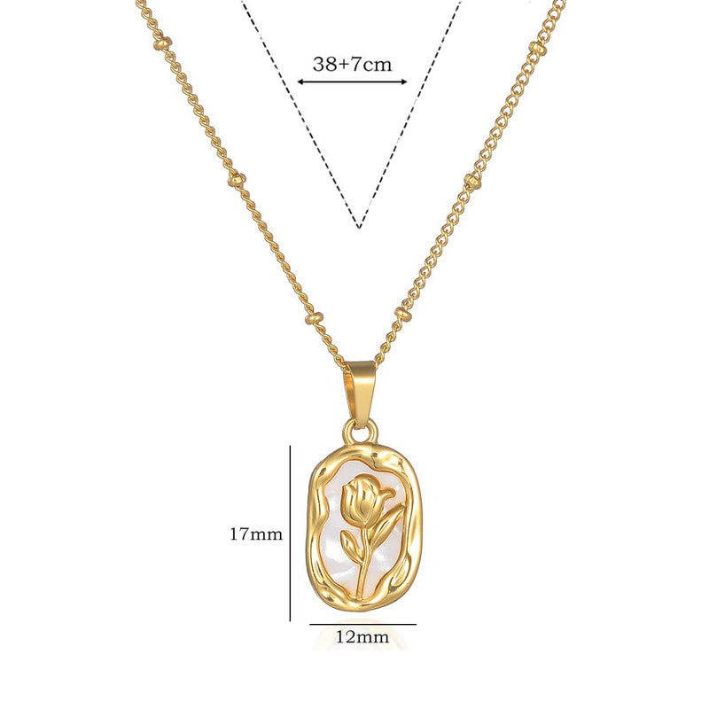 Gold-Tone Rose Pendant Necklace for Women | Anti-Tarnish |  Floral Design