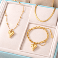 Luxury Gold Heart Jewellery Hamper | Necklace + Chain + Bracelet Gift Set