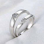 Premium Couple Love Ring Set with Diamond Look Stones – Silver Finish