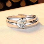 Premium Couple Love Ring Set with Diamond Look Stones – Silver Finish