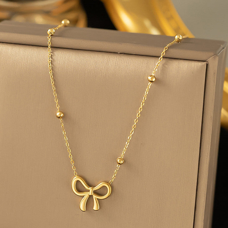 Gold Bow Pendant Necklace |Dainty Chain Necklace | Jewelry Gift