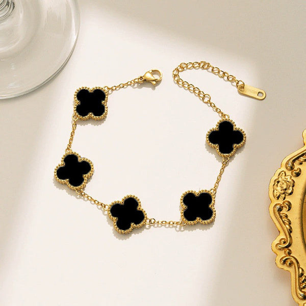 Luxury Black Clover Charm Bracelet for Women – Gold plated  Anti tarnish Finish