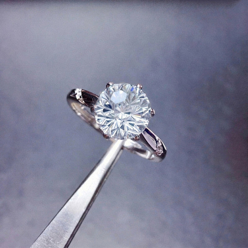 Silver Plated American Diamond Crushed Ice Cut White Finger Ring