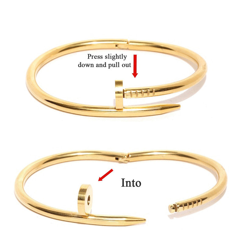 Gold Plated Nail Bracelet – Anti-Tarnish Premium Finish For Women