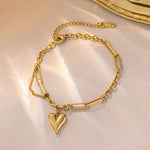 Elegant Gold Heart Charm Bracelet for Women | Adjustable Chain Bracelet