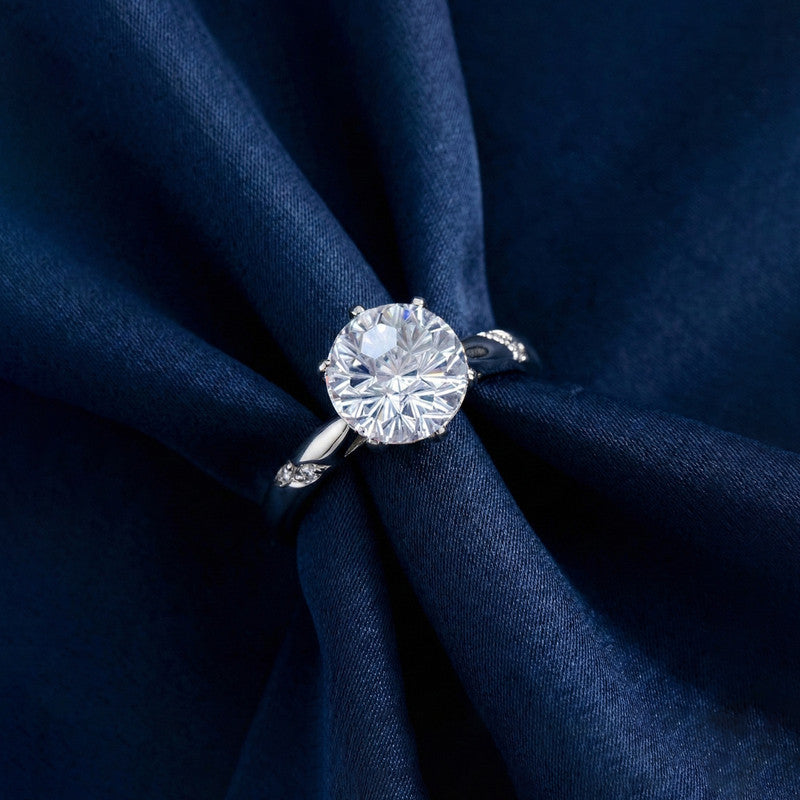 Silver Plated American Diamond Crushed Ice Cut White Finger Ring