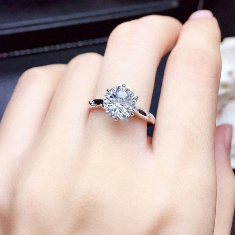 Silver Plated American Diamond Crushed Ice Cut White Finger Ring