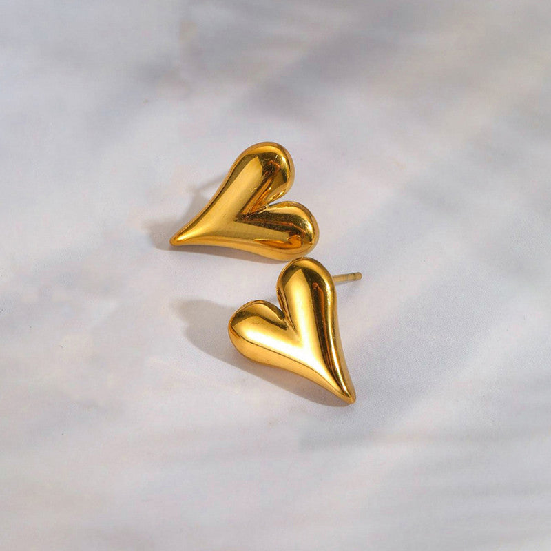 Minimal Gold Heart Stud Earrings | Elegant Everyday Wear