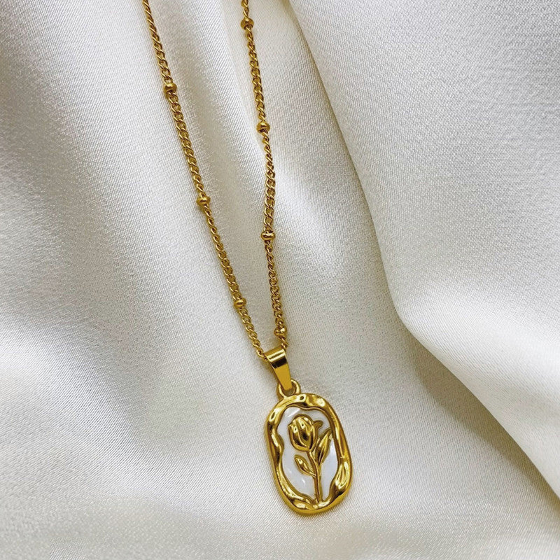 Gold-Tone Rose Pendant Necklace for Women | Anti-Tarnish |  Floral Design