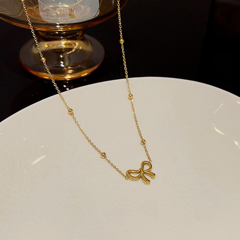 Gold Bow Pendant Necklace |Dainty Chain Necklace | Jewelry Gift