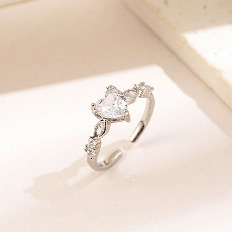 Silver Plated Anti Tarnish Stainless Steel Heart Shaped Ring