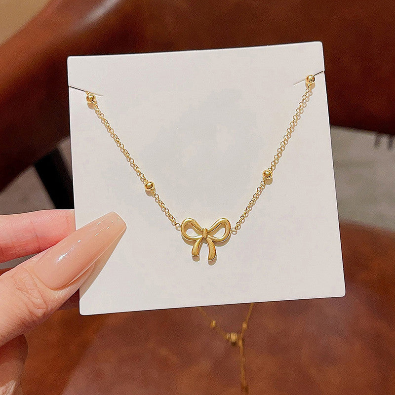 Gold Bow Pendant Necklace |Dainty Chain Necklace | Jewelry Gift