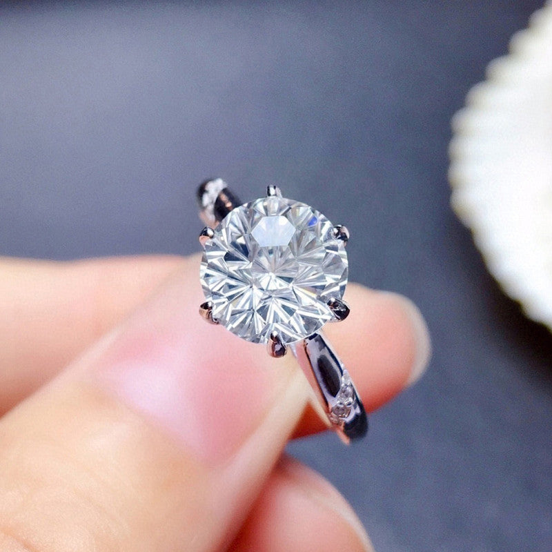 Silver Plated American Diamond Crushed Ice Cut White Finger Ring