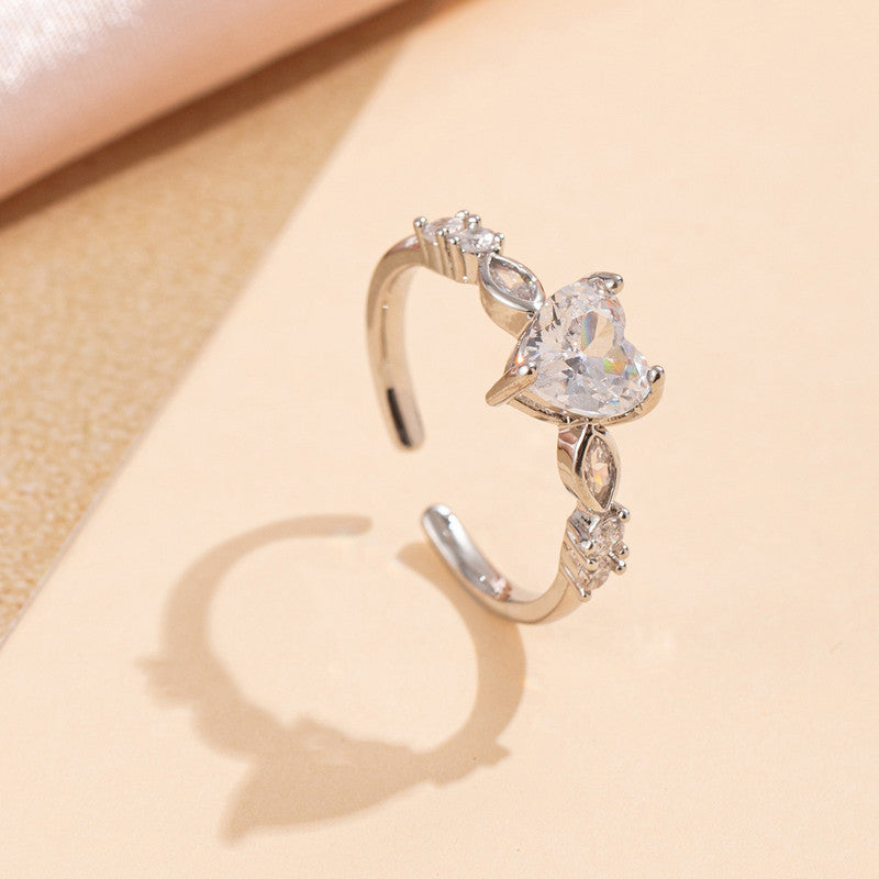 Silver Plated Anti Tarnish Stainless Steel Heart Shaped Ring