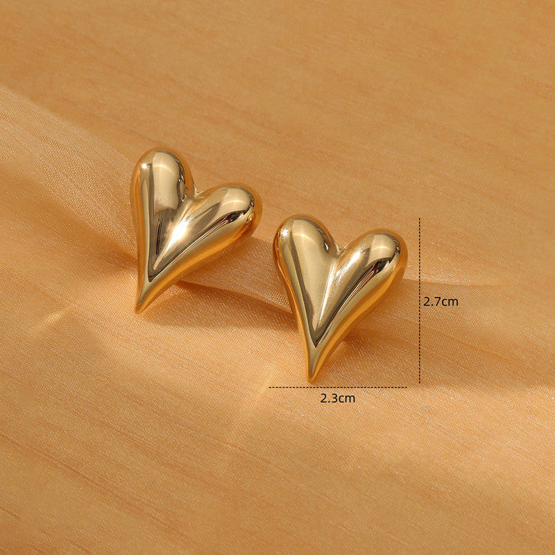 Minimal Gold Heart Stud Earrings | Elegant Everyday Wear
