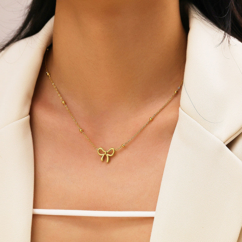 Gold Bow Pendant Necklace |Dainty Chain Necklace | Jewelry Gift