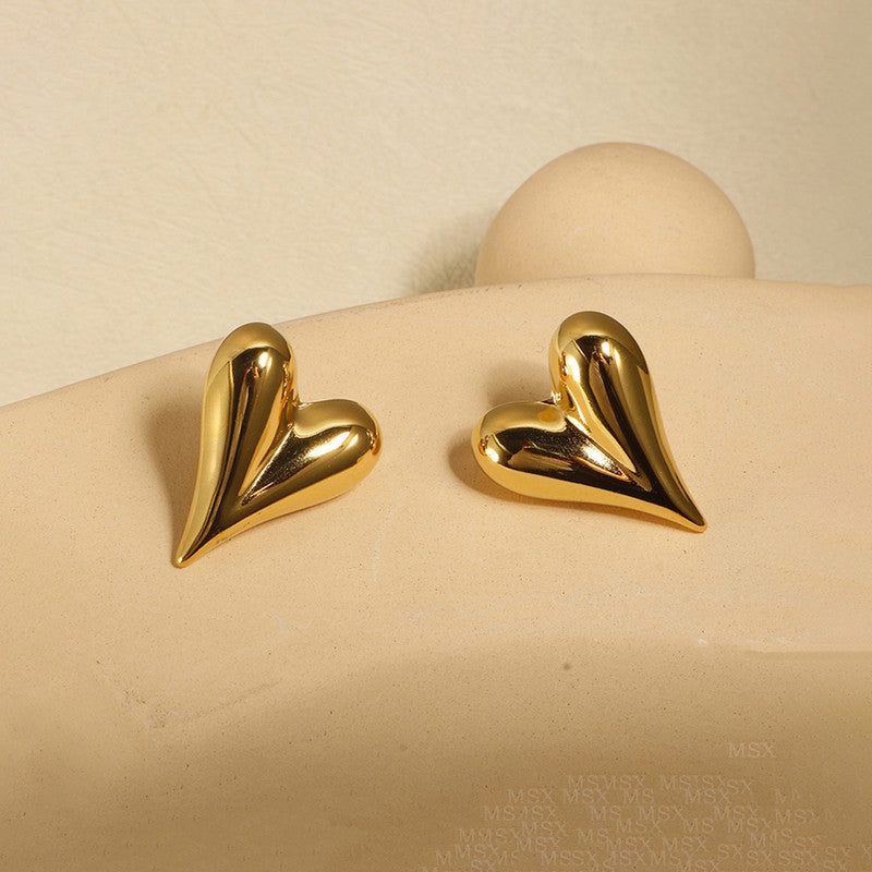 Minimal Gold Heart Stud Earrings | Elegant Everyday Wear