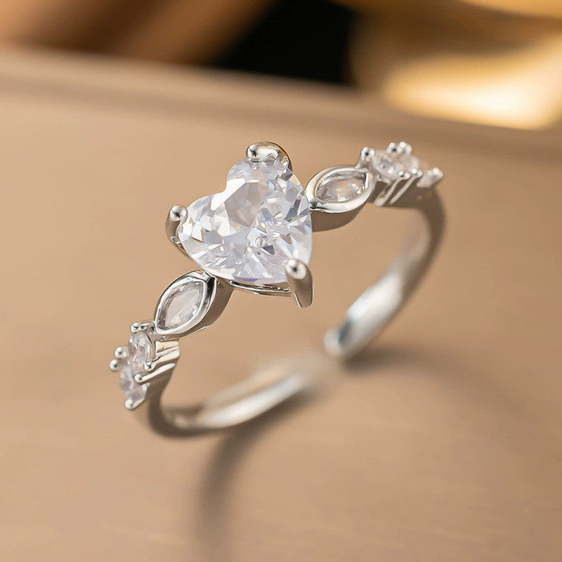 Silver Plated Anti Tarnish Stainless Steel Heart Shaped Ring