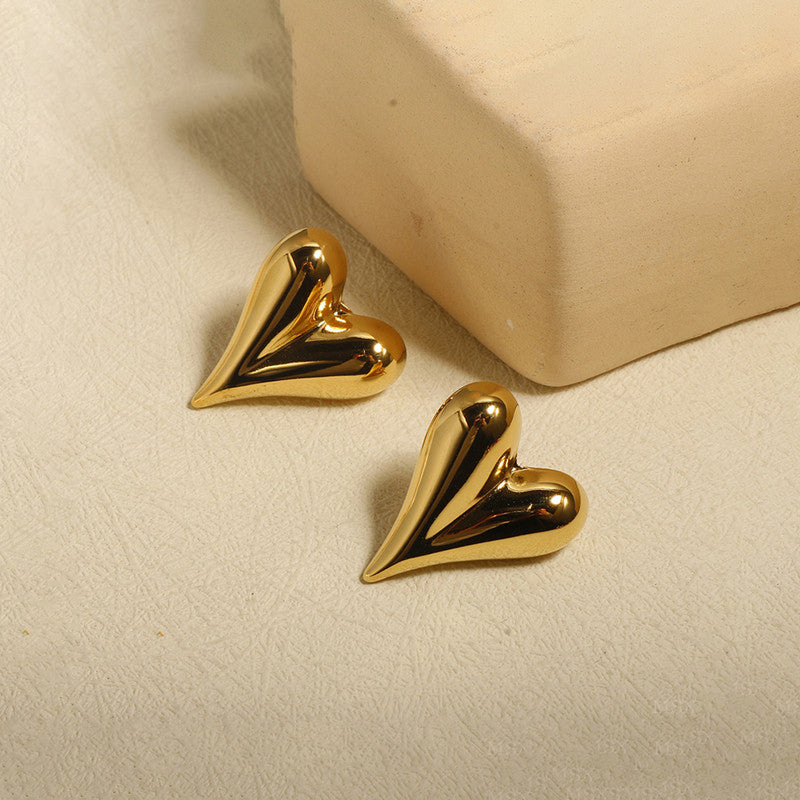 Minimal Gold Heart Stud Earrings | Elegant Everyday Wear